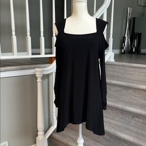 Elegant Black Cold Shoulder Tunic